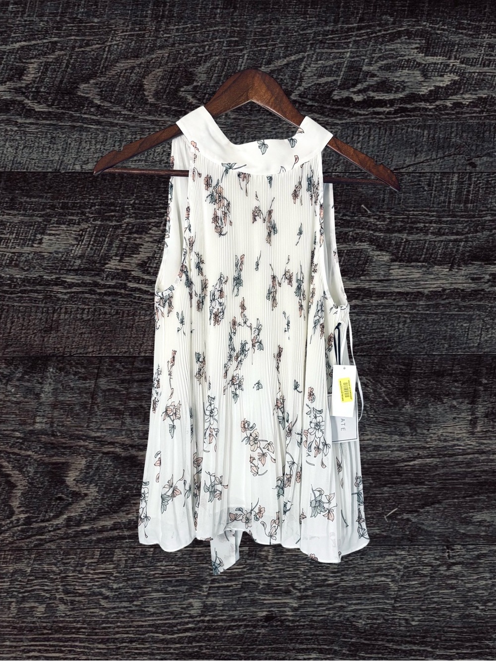 1.state Floral Pleated Blouse - white floral